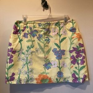 Lilly Pulitzer Skirt Size 10 Floral Print White Label Vintage